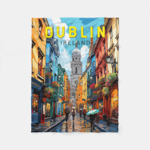 Dublin Ireland Reisen Art Vintag Fleecedecke