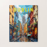 Dublin Ireland Reisen Art Vintag Puzzle<br><div class="desc">Dublin Retro Vektor Reise Design. Zu den historischen Gebäude des Hauses zählen das Schloss von Dublin,  das im 13. Jahrhundert verabredet wurde,  und die imposante Kathedrale von St. Patrick,  die 1191 gegründet wurde.</div>