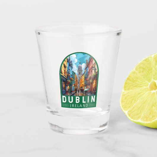Dublin Ireland Reisen Art Vintag Schnapsglas (Vorderseite)