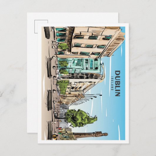 Dublin Ireland Sketch Art Vintage Postkarte (Vorne/Hinten)