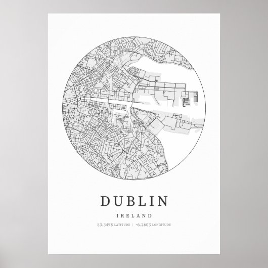 Dublin Ireland Street Layout Karte Poster (Vorne)