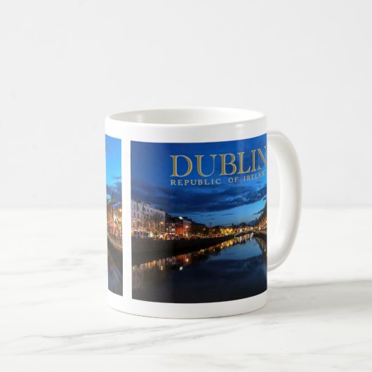Dublin Ireland Twilight Kaffeetasse (VorderseiteRechts)