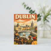 Dublin Ireland Vintage Travel Postkarte (Stehend Vorderseite)