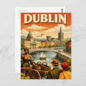 Dublin Ireland Vintage Travel Postkarte (Vorne/Hinten)