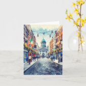 Dublin Ireland Watercolor Karte (Gelbe Blume)