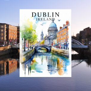 Dublin, Irland Aquarell Reise Kunst Postkarte