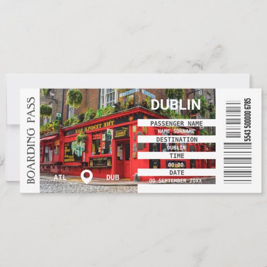 Dublin Irland Boarding Pass Einladung (Vorderseite)