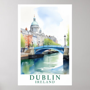 Dublin Irland Brücke Aquarell Kunst Poster