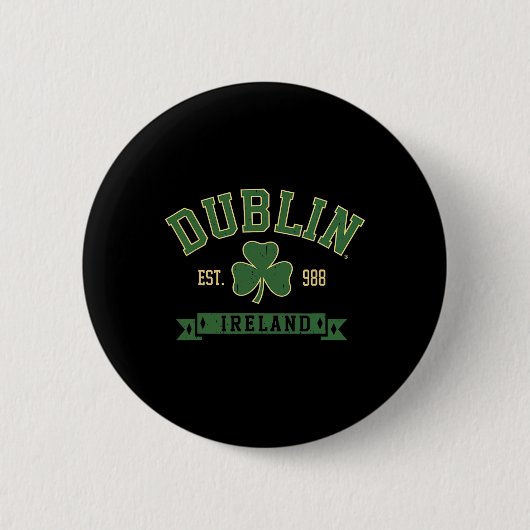 Dublin Irland Clover Leaf Kleeblatt St Patricks Da Button (Vorderseite)