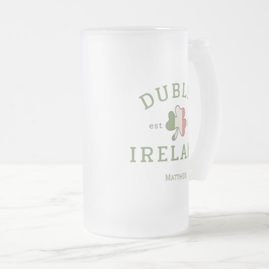 Dublin Irland Est. 988 St. Patrick's Day Mattglas Bierglas (VorderseiteRechts)