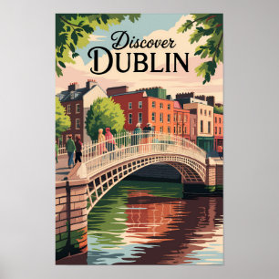 Dublin Irland Illustration Reise Kunst Vintage Poster