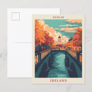 Dublin Irland Kunst Elegant Vintage Reise Postkarte