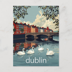 Dublin Irland Liffey Fluss Schwäne Postkarte