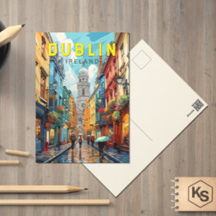 Dublin Irland Reise Kunst Vintage Postkarte