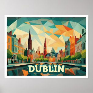 Dublin Irland Reise künstlerisch farbenfroh Poster
