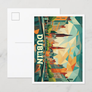 Dublin Irland Reise künstlerisch farbenfroh Postkarte