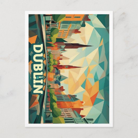 Dublin Irland Reisen künstlerisch bunt Postkarte (Vorderseite)