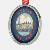 Dublin Irland Retro Distressed Circle Ornament Aus Metall (Links)