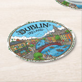 Dublin Irland Runder Pappuntersetzer (Angewinkelt)