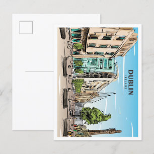 Dublin Irland Skizze Kunst Vintage Reise Postkarte