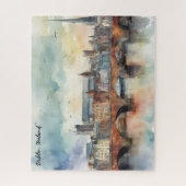 Dublin Irland Stadt Silhouette Aquarellmalerei Puzzle (Vertikal)