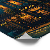 Dublin Irland Vintag Art Travel Illustration Poster (Ecke)