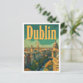 Dublin Irland Vintag Art Travel Illustration Postkarte (Stehend Vorderseite)