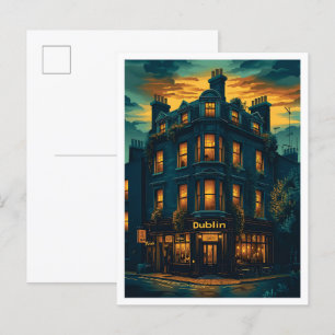 Dublin Irland Vintag Art Travel Illustration Postkarte