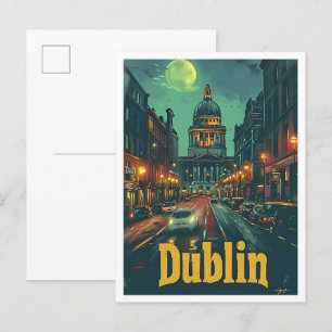 Dublin Irland Vintag Art Travel Illustration Postkarte