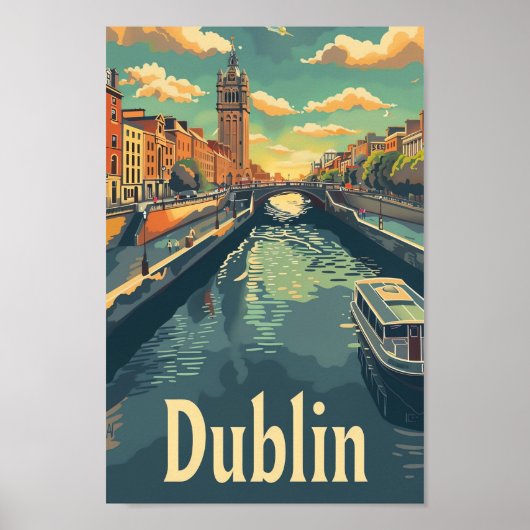 Dublin Irland Vintag Retro Travel Illustration Poster (Vorne)