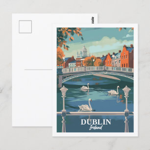 Dublin Irland Vintage Berühmter Reiseort Postkarte