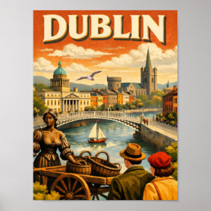 Dublin Irland Vintage Reise Poster