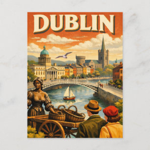 Dublin Irland Vintage Reise Postkarte