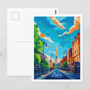 Dublin Irland vintage Reiseort-Illustration Postkarte