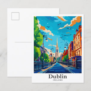 Dublin Irland Vintage-Reiseporträt Postkarte