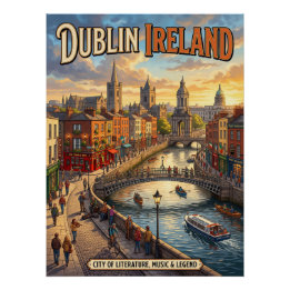 Dublin Irland Vintage-Reiseposter Stadt der Legend Poster