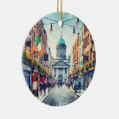 Dublin Irland Weihnachten im Wasserfarben Keramik Ornament (Rechts)