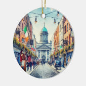 Dublin Irland Weihnachten im Wasserfarben Keramik Ornament (Links)
