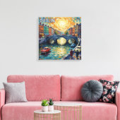 Dublin Kanal Sonnenuntergangsreflexionen Leinwand (Insitu (Wohnzimmer))