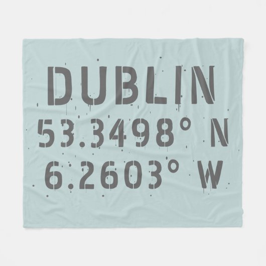 Dublin Latitude Länge Fleecedecke (Vorderseite (Horizontal))
