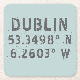 Dublin Latitude Länge Rechteckiger Pappuntersetzer