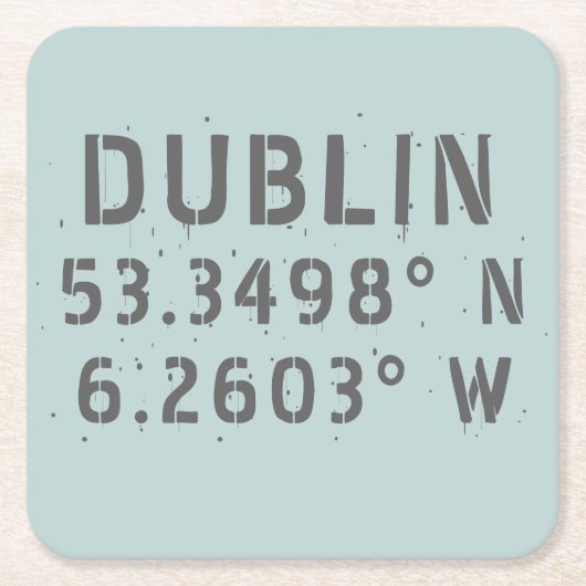 Dublin Latitude Länge Rechteckiger Pappuntersetzer (Vorderseite)