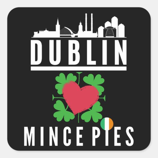 Dublin Lieben Mince Pies Cityscape Quadratischer Aufkleber (Vorderseite)
