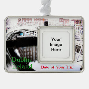 Dublin-Reise-Weihnachtsverzierung kundengerecht Rahmen-Ornament Silber