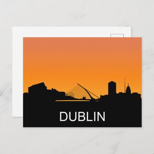 Dublin-Silhouette, Sommer-Sonnenuntergang Postkarte (Vorne/Hinten)