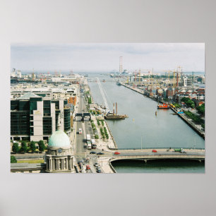 Dublin-Skyline Irland, Fluss Liffey, IFSC Poster