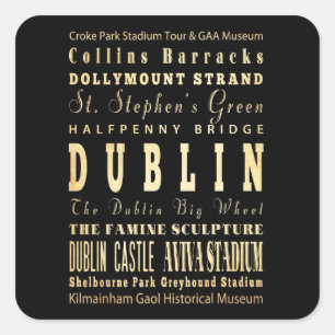 Dublin Stadt Irland Typografie Kunst Quadratischer Aufkleber