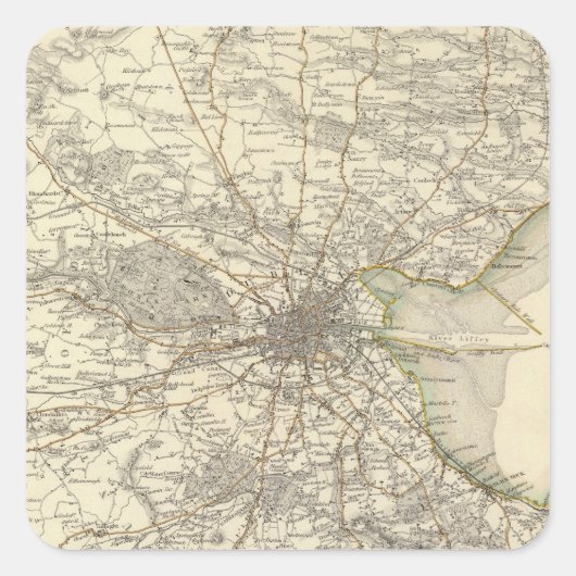 Dublin-Umgebung Quadratischer Aufkleber (Vorderseite)