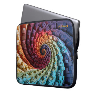 Dubman Design: Fibonacci Regenbogen Trippy Spirale Laptopschutzhülle