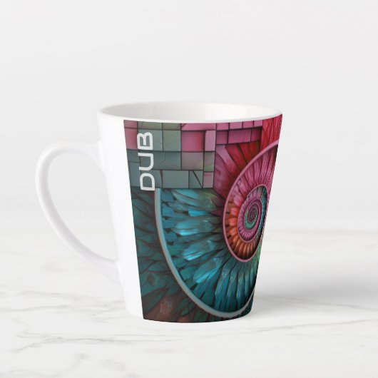 Dubman Designs: Fibonacci-Mosaik-Spiral-Monogramm Milchtasse (Links)